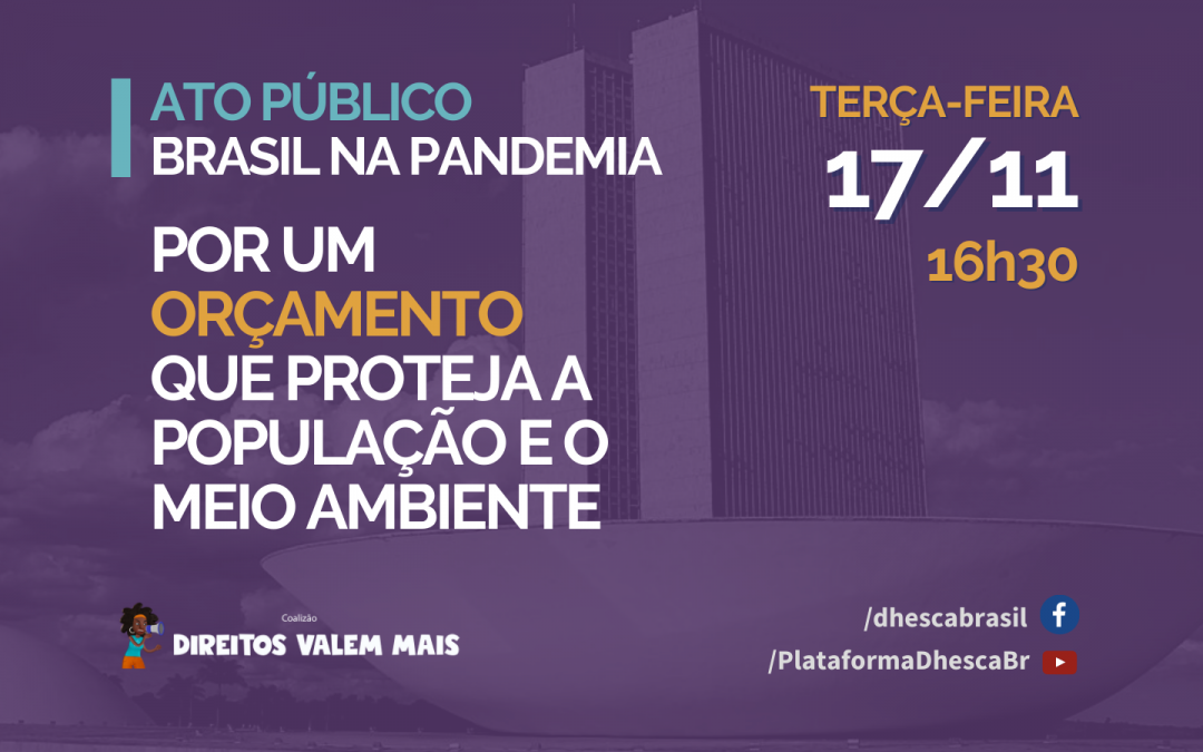 Orçamento 2021: ato público cobra instalação da Comissão Mista de Orçamento e defende Piso Emergencial para Serviços Essenciais